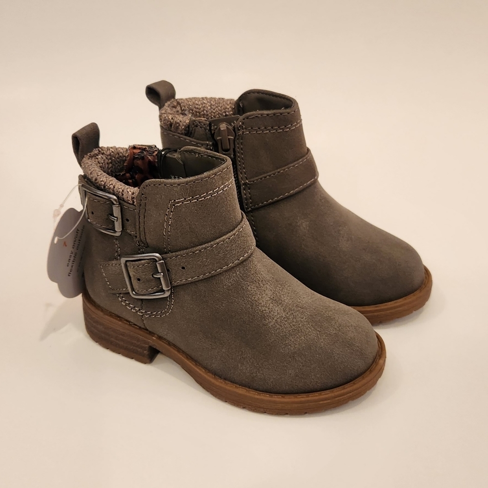 Grey Sweater Knit Buckle Boot Fall Winter Girls Shoe Size 7